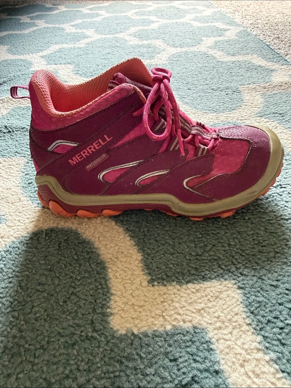 EUC Merrell Kids Magenta and Coral Trail Boots